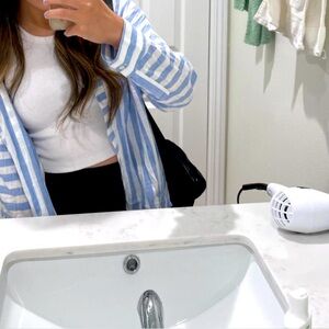 Blue and White Striped Shirt